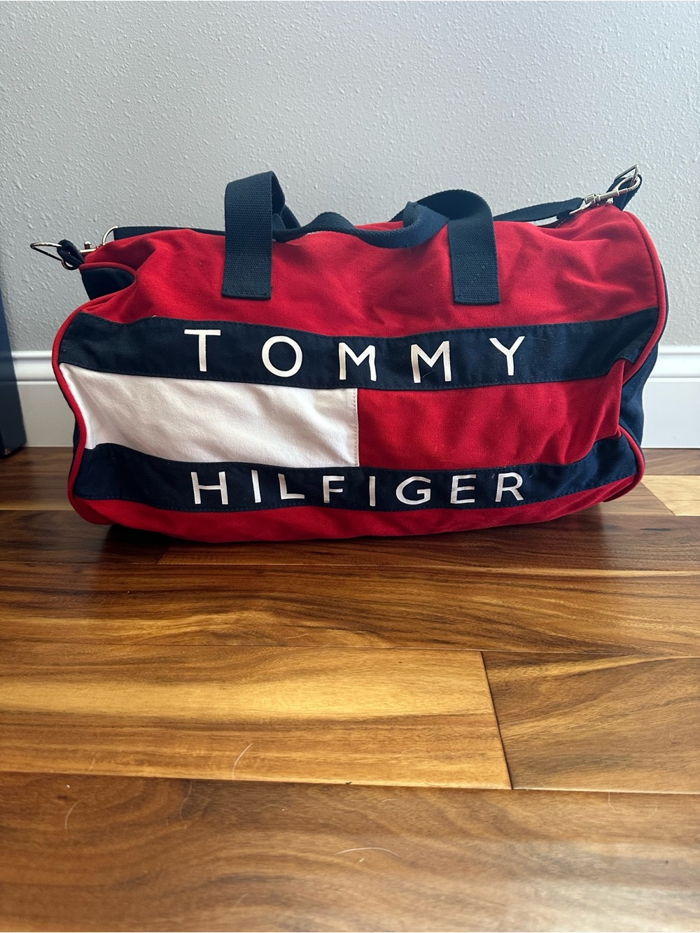 Tommy Hilfiger 90’s Red, Navy & White Canvas Duffel Bag